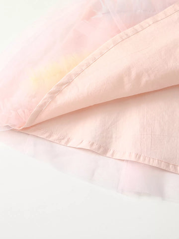 Girls Rainbow Ruffle Tulle Swing Dress