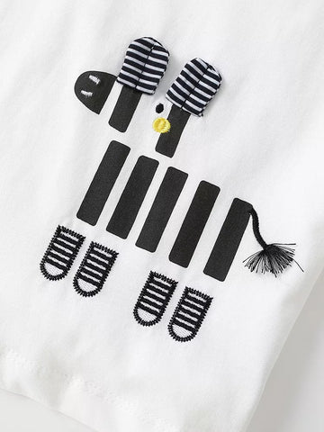 2 Pc Boys Zebra Print Tee & Shorts Set