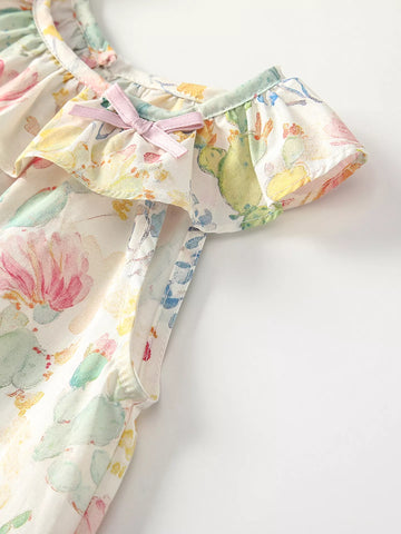 2 Pc Baby Girl Cactus Print Dress & Bag
