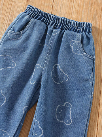 Boy Bear Print Denim Set