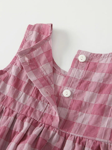 2 Pc Girls Boho Plaid Top & Ruffle Capri Pants Set