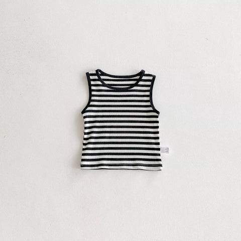 2 Pc Baby Stripe Tank & Pocket Pinafore Dress