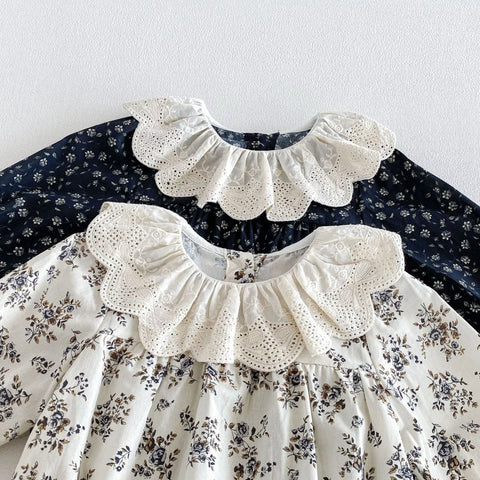 2 Pc Baby Girl Scallop Collar Paisley Print Bodysuit
