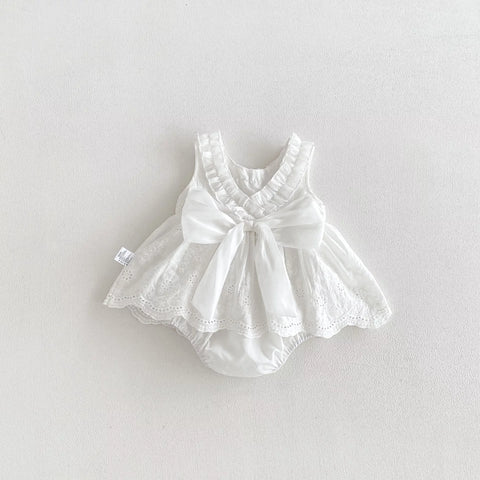 Baby Girls Bow Back Crochet Lace Dress