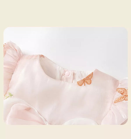 2 Pc Baby Girl Butterfly Sateen Dress with Hat