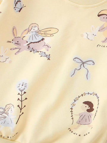 2 Pc Girls Fairy Print Sweatshirt & Leggings Set
