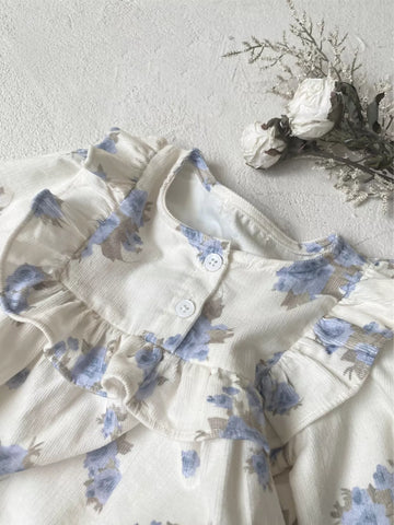 Baby Girl Floral Print Square Bib Bodysuit