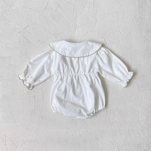 Baby Girl Floral Embroidered Collar Autumn Romper