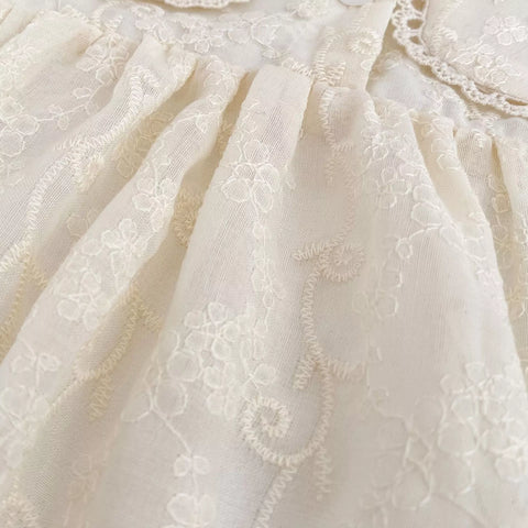 Baby Girl Floral Embroidered Lace Collar Romper Dress