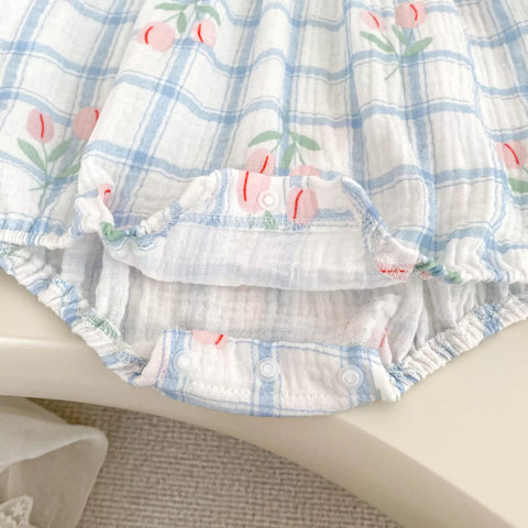 Baby Girl Grid Print Tulip Bodysuit