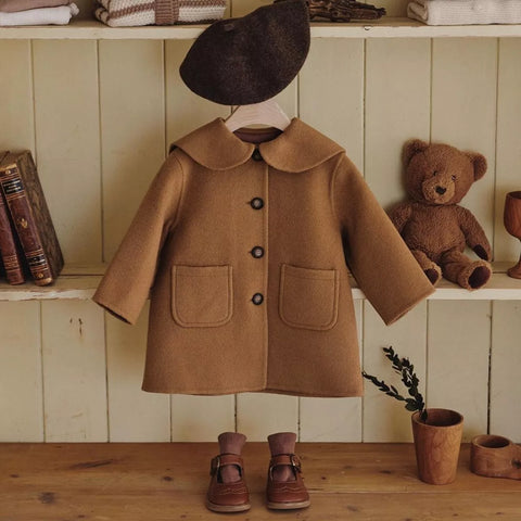 Baby Girls Peter Pan Collar Button-Up Wool Coat