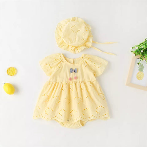 Baby Girl Eyelet Cotton Dress with Hat