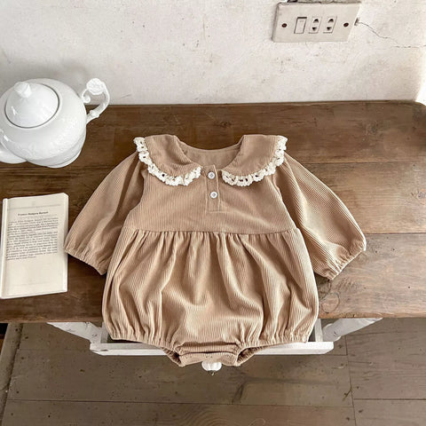 Baby Girl Collar Corduroy Bodysuit