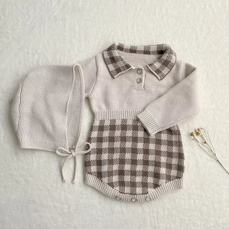 Baby Girl Knit Gingham Polo Bodysuit