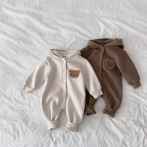 Baby Bear Hooded Fleece Romper