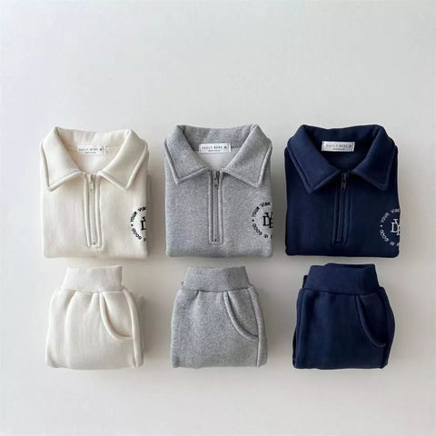 2 Pc Fleece Quarter Zip Sweat Suit
