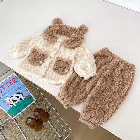 2 Pc Fleece Animal Cozy Pajamas Set
