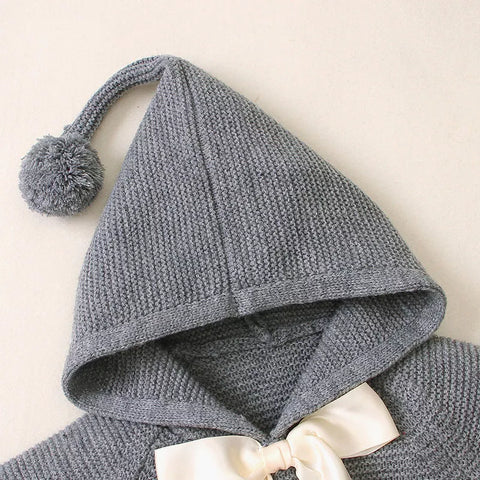 Baby Girls Shawl Fringe Style Hooded Sweater