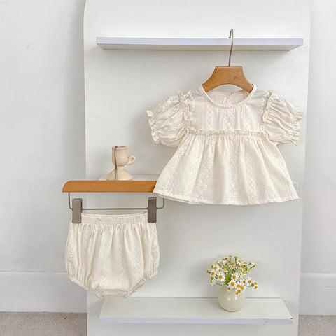 2 Pc Baby Girl Cotton Bloomer Shorts Set