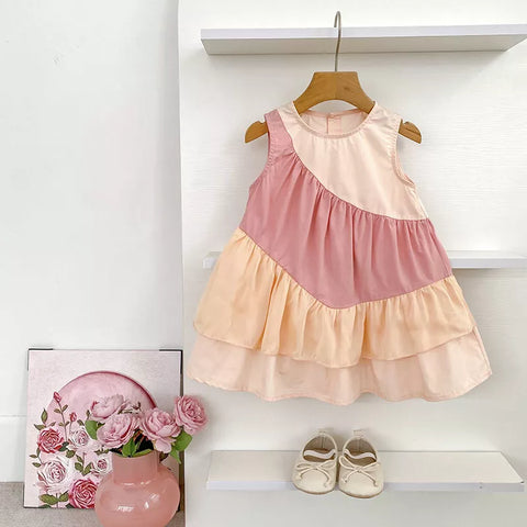 Girls Ombre Asymmetric Hem Dress