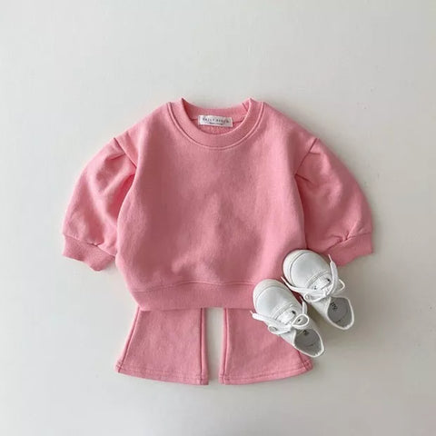 2 Pc Girls Sweat Shirt Flare Pant Set