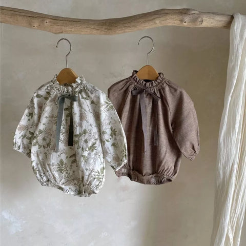 Baby Girls Vintage Autumn Tie Bodysuit