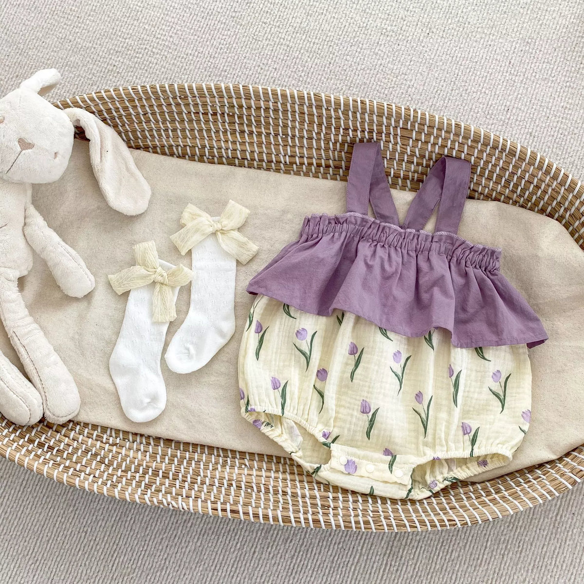 Baby Girl Spring Tulip Contrast Layered Bodysuit
