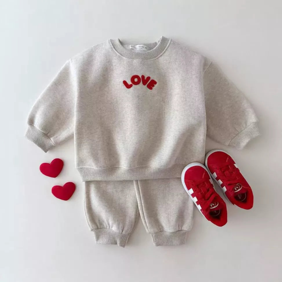 2 Pc Love Letter Sweat Suit Set