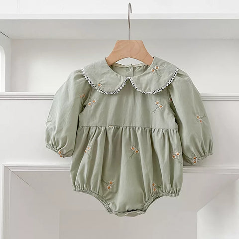 Girls Mini Daisy Peter Pan Collar Dress/Bodysuit