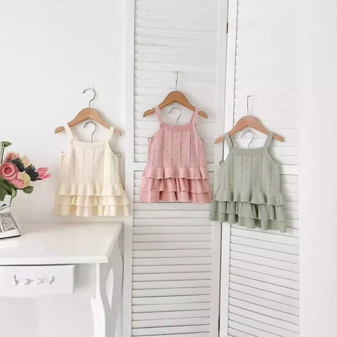 2 Pc Girls Pattern Knit Cami w/ Skirt