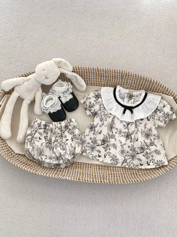 2 Pc Baby Girl Parisian Style Spring Print Set