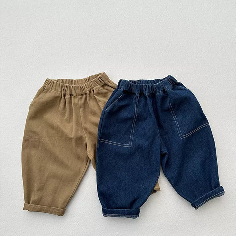 Boys Casual Denim Elastic Pants