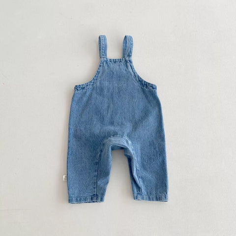 2 Pc Baby Denim Bear Overall w/ Long Sleeve Shirt