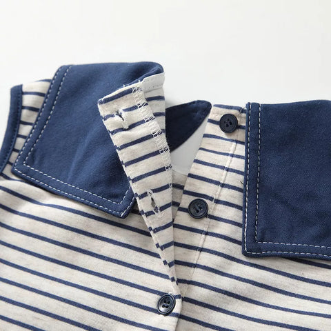 Baby Boy Faux Scarf Sailor Stripe Romper