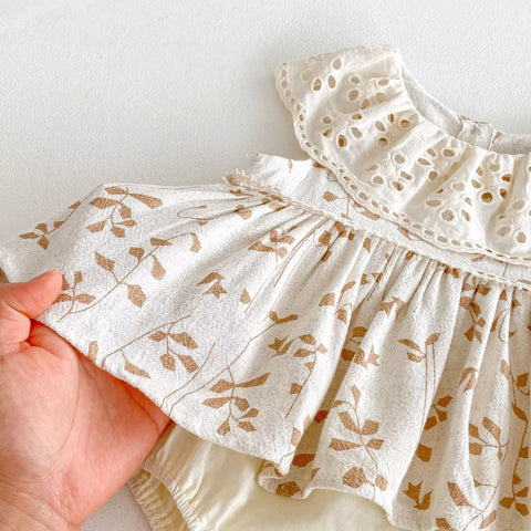 Baby Girl Autumn Leaves Eyelet Collar Dress