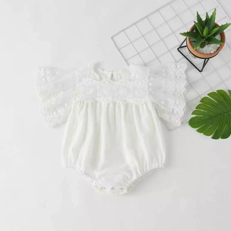 Baby Girl Crochet Lace Winged Bodysuit
