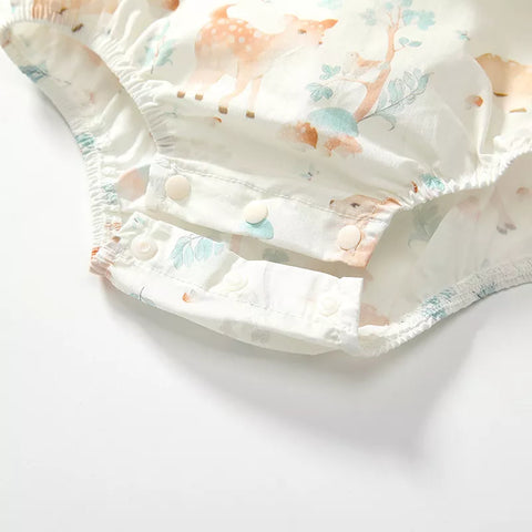 2 Pc Baby Deer Print Bibbed Bodysuit