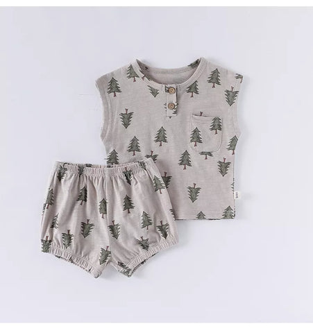 2 Pc Baby Boy Sleeveless Summer Tank & Shorts Set