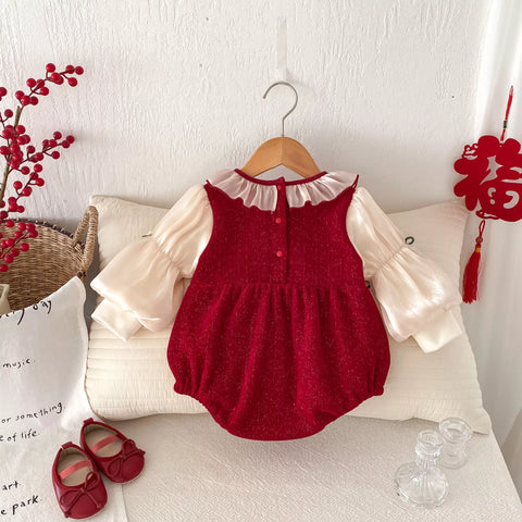 Baby Girl Fleece Lined Cherry Bodysuit