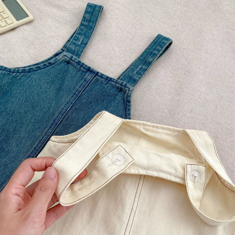 2 Pc Baby Stripe Shirt w/ Denim Overall