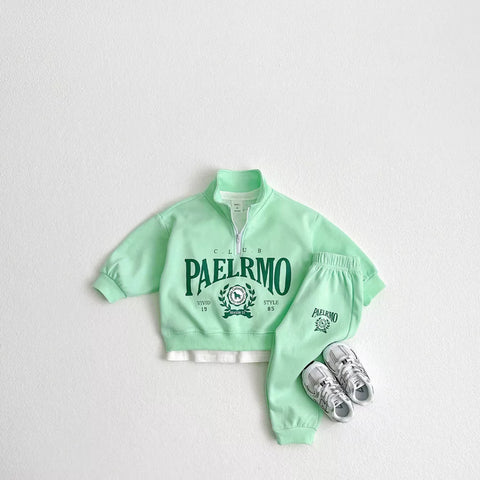 2 Pc Baby Toddler Quarter Zip Palermo Sweatsuit Set