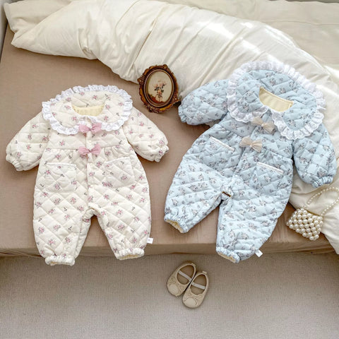 Baby Girl Ditsy Floral Padded Winter Romper