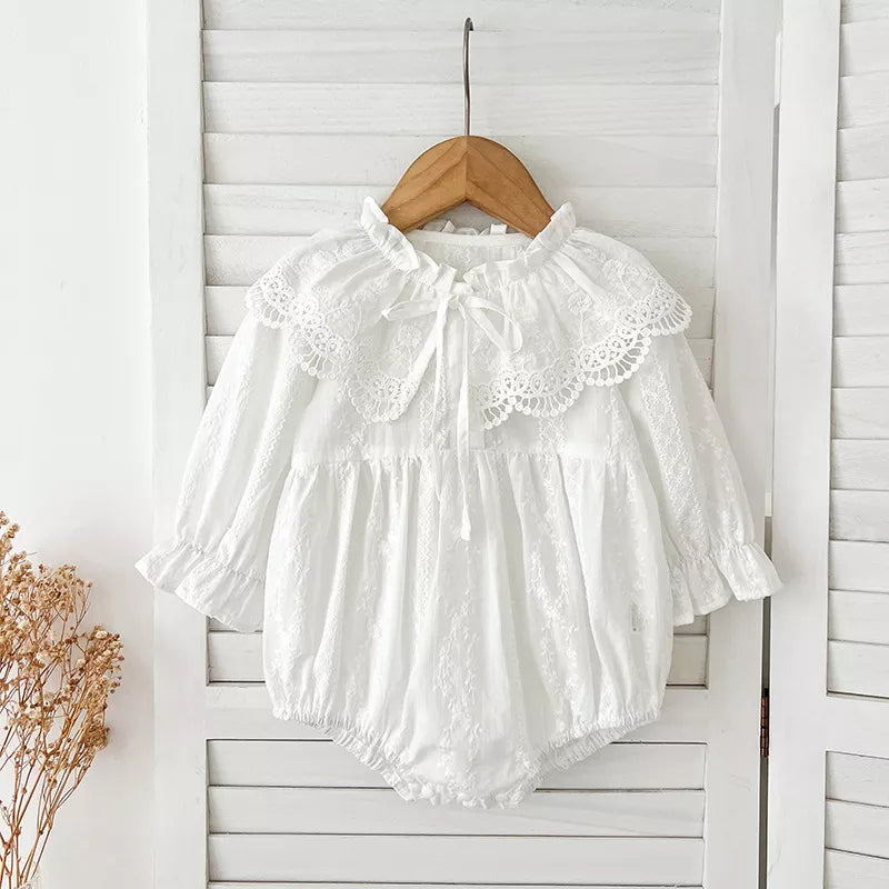 Girls Scallop Lace Collar Bodysuit/ Dress