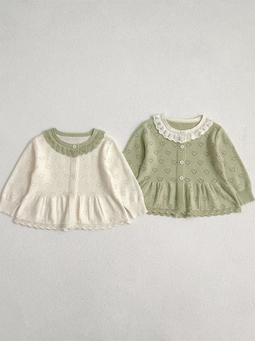 Baby Girl Hearts Peplum Cardigan Sweater