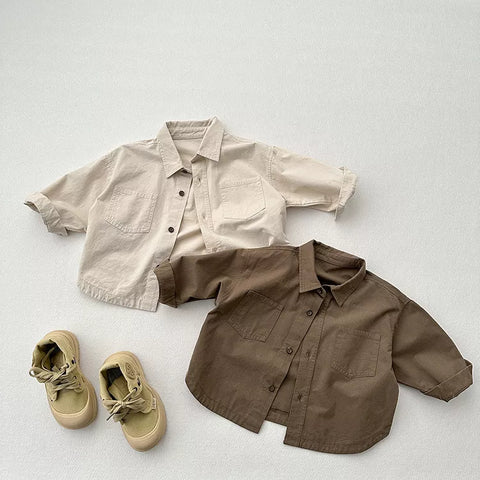 Boys Cotton Double Pocket Shirt