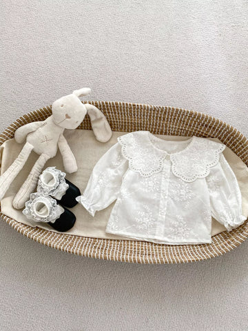 3 Pc Baby Girl Overall Skirt w/ Lace Collar Shirt & Beret