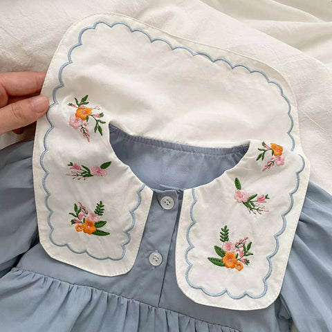 Baby Girl Spring Blossom Collar Long Sleeve Dress
