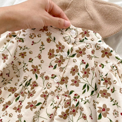 Baby Girl Autumn Floral Frog Button Bodysuit