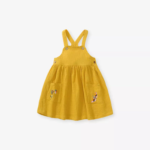2 Pc Girls Cotton Overall Dress with Collar Shirt