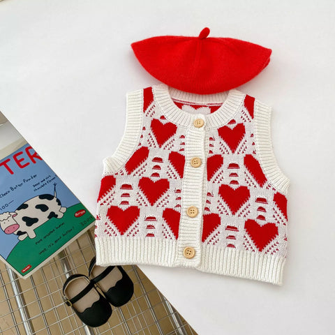 Baby Girl Hearts Knit Sweater Vest